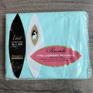 Vintage Penneys Fine Combed Percale Double Bed Flat Sheet 81 x 108 All Cotton